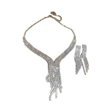 Imagem de Conjunto de Brincos e Colar de Zircônia Vermelha - Estilo Luxo, Hn3816