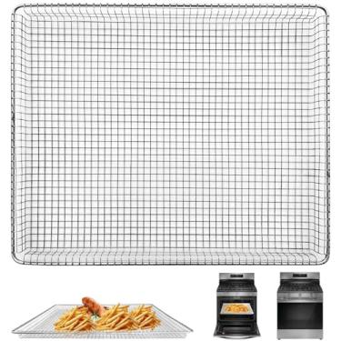 Imagem de GWYXC Cesta de substituição de aço inoxidável Air Fryer para frigidaire torradeira forno de convecção de fritadeira a ar, 18,4 x 15,2 polegadas cesta de arame de malha peças de acessórios, lavável na