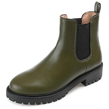 Imagem de Journee Collection Womens Kenova Round Toe Block Heel Chelsea Booties Olive 7 Medium WOMENS US