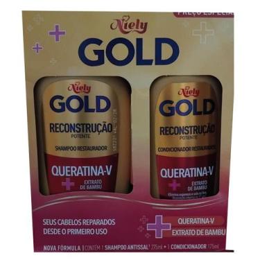 Imagem de Shampoo e Condicionador Niely Gold Max Queratina V + Extrato de Bambu