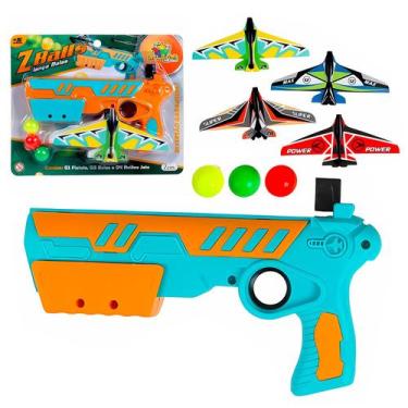 Imagem de Arminha Lançadora Infantil Com Aviões Jato E Bolinhas Coloridas Brinqu
