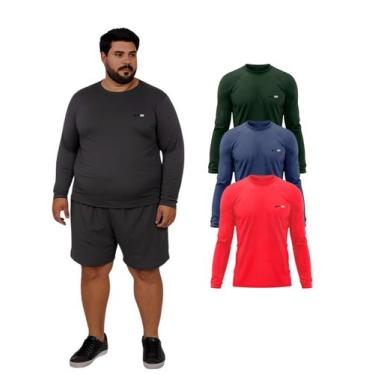 Imagem de Kit 3 Camisetas Manga Longa Com Proteção UV FPS50 Plus Size - RCV STOR