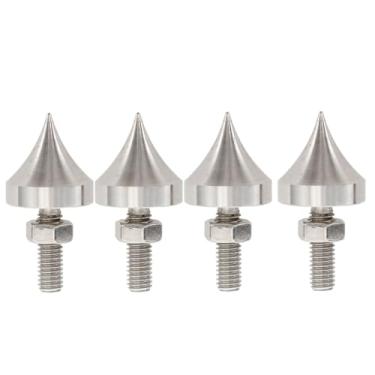 Imagem de Alto -falante hifi pico de choque de choque de choque de aço inoxidável isolamento de pés picos de pés para amplificador cd dvd player 4pcs prata 40 x 20 mm (M6)