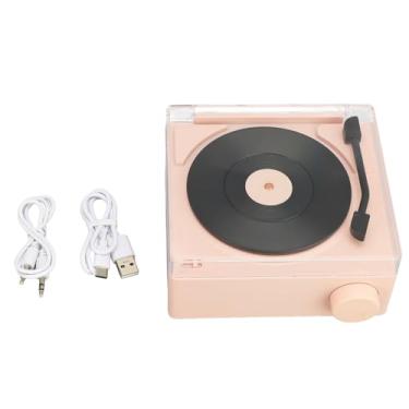 Imagem de Record Player Professional Classic Vintage Bluetooth 5.3 toca giratória com despertador Função 3 Modos de reprodução para viagens em casa Design de gramofone portátil (Rosa empoeirado)