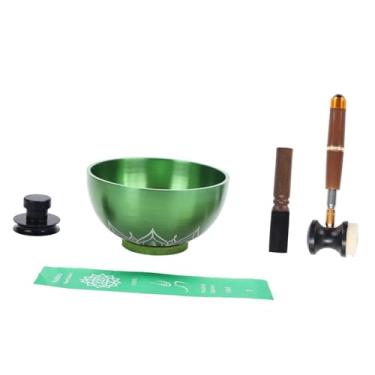 Imagem de Dynwave Conjunto de tigelas tibetanas para canto, ornamento para meditação, tigela com bastões para meditação de mesa, F5