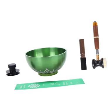 Imagem de Esquirla Conjunto de tigelas tibetanas para meditação, tigela artesanal para relaxamento com martelo de madeira para meditação e atenção plena para, F5