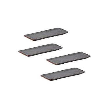 Imagem de Conjunto de Travessas Retangulares Pequenas Porto Brasil Titanium 22x9,5cm - 4 Peças