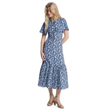 Imagem de Michael Kors Vestido midi floral feminino, Azul francês, G