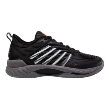 Imagem de K-Swiss Tênis masculino Hypercourt Supreme 2, Preto/Cinza Aço/Vermelho Fogo, 10