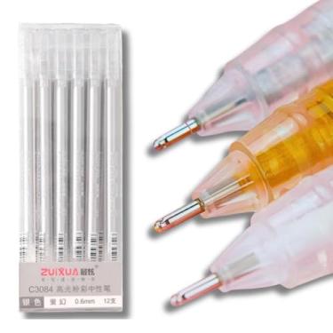 Imagem de Conjunto de 6 canetas Gel Ponta fina de 0.6mm | Canetas de tinta branca, dourada e prateada para desenho artístico em papel preto, esboços e lettering Premium (Prateada)