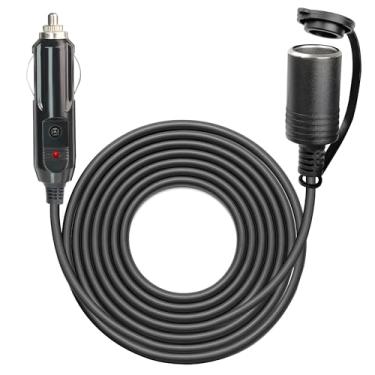 Imagem de Cabo de extensão de isqueiro resistente MADCATZ 12V/24V 18 AWG 16,4 FT macho para fêmea adaptador para carregador de carro geladeira aspirador de carro com luzes LED (1 pacote)