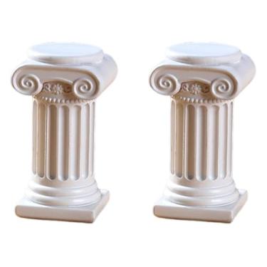 Imagem de Fenteer 2 peças estátuas de pilares romanos porta-velas estátuas de colunas romanas estatuetas para casa pátio eventos exibições aniversário casamento mesa, Style C