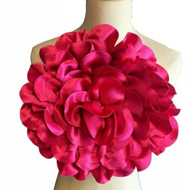 Imagem de Heyiwell Broche de flor de cetim grande de 30 cm, acessório floral de tecido grande para casamento, festa, dança, vestido, terno, cabelo, chapéu, fantasia, decoração DIY e artesanato artesanal