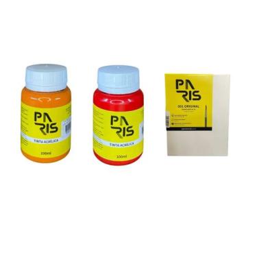 Imagem de Kit Luar Flamejante 100ml 2 Tintas + Tela para pintura 15x20 - Paris