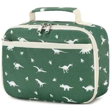Imagem de Lancheira para crianças, meninos, meninas, lancheira isolada, reutilizável, lancheira para viagens escolares (dinossauro verde)