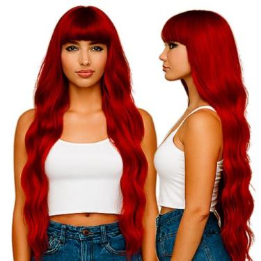 Imagem de Peruca Wig Orgânica 65cm Ondulada com Franja Vermelho Natural - Maya H