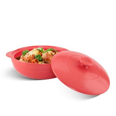 Imagem de Minh Long 3qt Forno holandês de porcelana, caçarola de cerâmica com tampa, panela de barro para cozinhar, usar para marinar, cozinhar, assar, refrigerar e servir, ideal para o dia dos pais