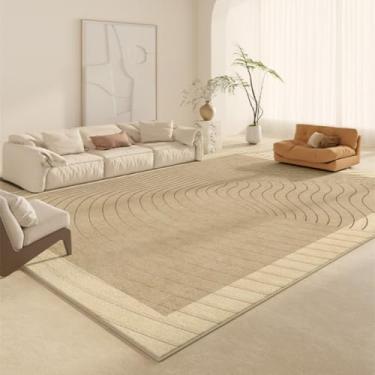 Imagem de Tapete decorativo estilo creme para sala de estar, listrado, geométrico, bege, confortável, macio, luxuoso, para quarto (200x300 cm (79x118 pol.)/AX026-3-F)