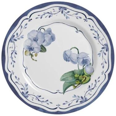Imagem de Prato de Bolo em Cerâmica Valência Floral Azul 34 cm - ALLEANZA