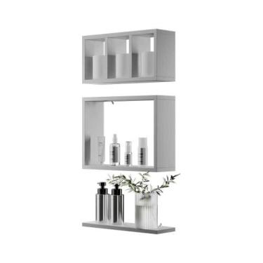 Imagem de Kit Nichos Prateleiras Eze Para Banheiro Decorativo Branco - Mercado d