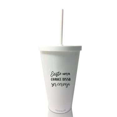 Imagem de Kit 4 Copos Com Tampa E Canudo Branco Personalizado