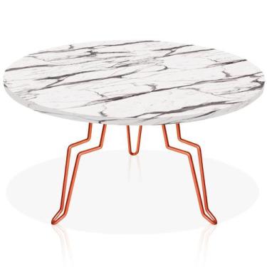 Imagem de Mesa de Centro Argélia Redonda em Aço e MDF Clean - Cobre e Vulcano - 