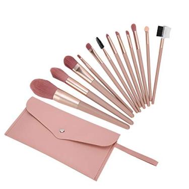 Imagem de Conjunto de Pincéis de Maquiagem 12 Pçs Base de pó de Cabelo Macio Sombra Corretivo Pincel de Lábios Ferramenta Cosmética, Portátil e Fácil de Limpar para Maquiagem
