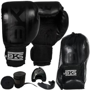 Imagem de Kit Boxe Muay Thai - Luva Bandagem Bucal - Bks, Preto, 14Oz