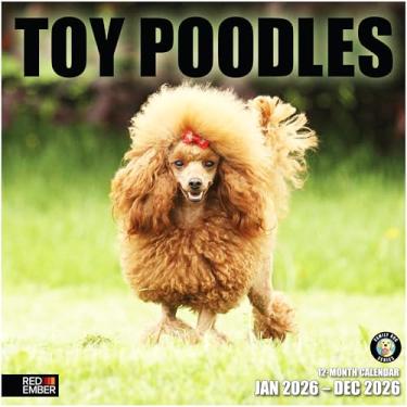 Imagem de RED EMBER Toy Poodles Calendário de parede 2026 12 meses | Abertura de 30,5 cm x 61 cm | Papel grosso e resistente | Presente | Calendário 2026