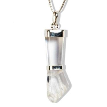 Imagem de Colar Figa Cristal Extra Prata 950 Amuleto Da Sorte Proteção - Varejo