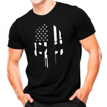 Imagem de Camiseta Militar Estampada Caveira USA Preto