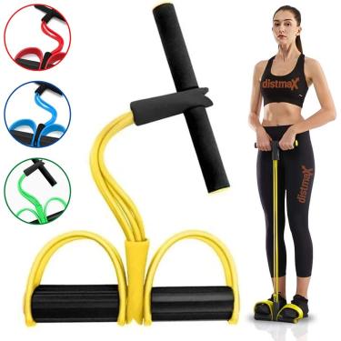 Imagem de Extensor Elástico Para Exercícios Academia Ginástica Yoga Corda Elástica PEDAL 4 TUBOS - CORES