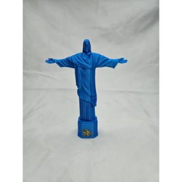 Imagem de Estátua do cristo redentor azul impressa em 3d souvenir rio de janeiro