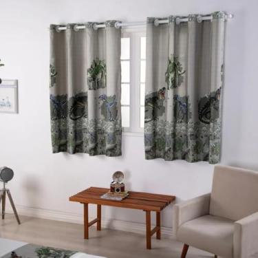 Imagem de Cortina Quarto Infantil Decoração Estampa Digital 2,00x1,50m para Varão Simples Duplo (Dinos)