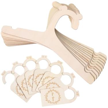 Imagem de WLLHYF 10 cabides de madeira para roupas de bebê com 7 divisórias de armário, lindos cabides de roupas infantis infantis para casacos, calças e jaquetas infantis