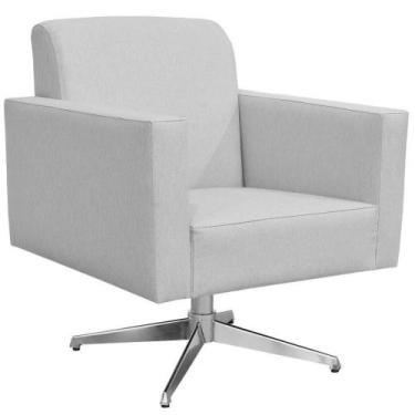 Imagem de Poltrona Com Base Giratória Para Sala De Estar Linho Cinza - LYAM DECO