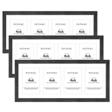 Imagem de Porta-retratos Puthiac Oak Wood 20x20cm para fotos de 4 peças de 10x15
