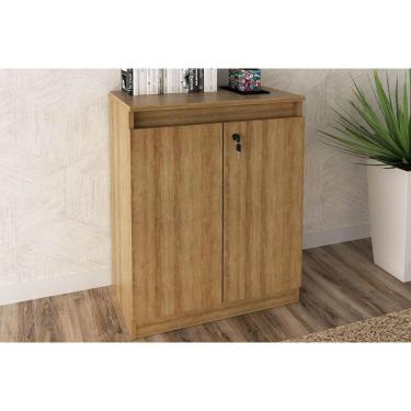 Imagem de Balcão de Escritório ME4149 c/ 2 Portas c/ Chave Amêndoa - Tecno Mobili