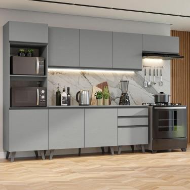 Imagem de Armário De Cozinha Completa 320Cm Cinza Nice Madesa 08 Cinza