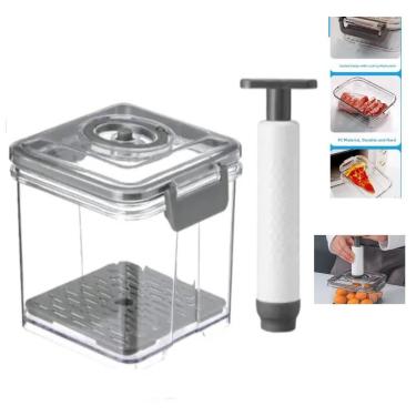 Imagem de Pote Hermetico Profissional Com Bomba Vacuo Succao Vasilha Vedacao Inteligente Geladeira Cozinha Comida Marmita