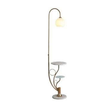 Imagem de Luminária de chão Luminária de chão Modern Arc Floor Lamp com bandeja, luminária pé para sala estar cúpula vidro e base mármore