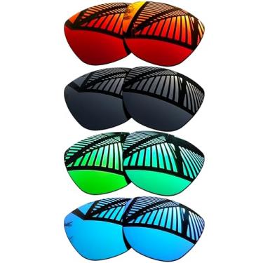 Imagem de MYCOURAG 4 pares de lentes de reposição para óculos de sol RayBan RW4014 Skyler (Gen 2) 52 mm - preto sólido + esmeralda + azul gelo + vermelho fogo