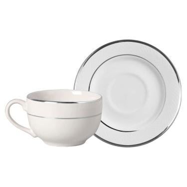 Imagem de Conjunto Com 6 Xícaras De Chá 6 Pires Relevo Prata 250 Ml