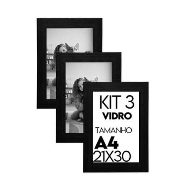 Imagem de Porta retrato com Vidro 21x30 Kit com 3 Molduras para Foto para uso na