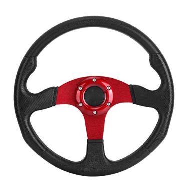 Imagem de Domary Volante Esportivo de Carro de Corrida de 350 Mm/14 pol., PU de e Material de Liga de Alumínio, Elegante e Generoso, Compatível Com a Maioria Dos Adaptadores de Cubo Padrão, (Vermelho)