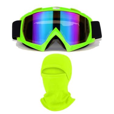 Imagem de immoono Óculos de esqui OTG para motocicleta com balaclava quente de inverno, esqui, snowboard, areia, motocross, mountain bike, MX MTB, ATV, corrida, Dirt Bike, óculos de segurança, verde
