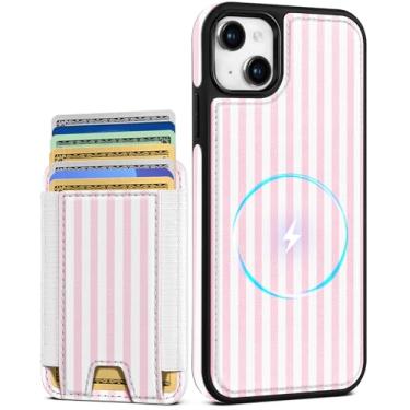 Imagem de Shorogyt Capa carteira para iPhone 14 – Serve para 7 cartões, compatível com Magsafe Suporte magnético destacável para cartão de crédito de couro bonito capa de telefone feminina meninas para Apple 14
