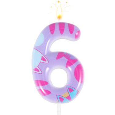 Imagem de Vela com número de aniversário com tema de gato, decorações de aniversário de gato de desenho animado, número de gato, vela, topo de bolo, decorações de festa de aniversário para meninas e meninos