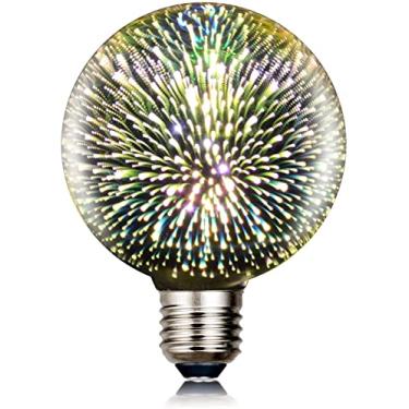 Imagem de Lâmpada LED 3D decorativa Luz de fogo de artifício Lâmpada multicolorida A60/E27, 4,5 W, AC85-265V, Vitral Decoração com brilho de estrela
