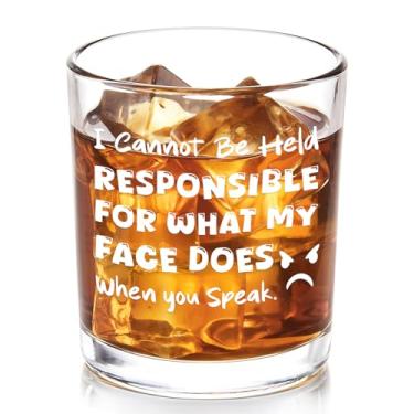Imagem de Futtumy Copo de uísque engraçado para homens, I Cannot Be Held Responsible For What My Face Does When You Speak Whisky Glass, presentes engraçados para colegas de trabalho e amigos, presentes de